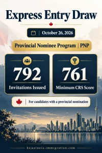 October 26, 2026 Express Entry PNP draw results: 792 invitations issued and a minimum CRS score of 761.