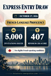 October 27, 2026 Express Entry French-language draw results: 5,000 invitations issued with a minimum CRS score of 407.